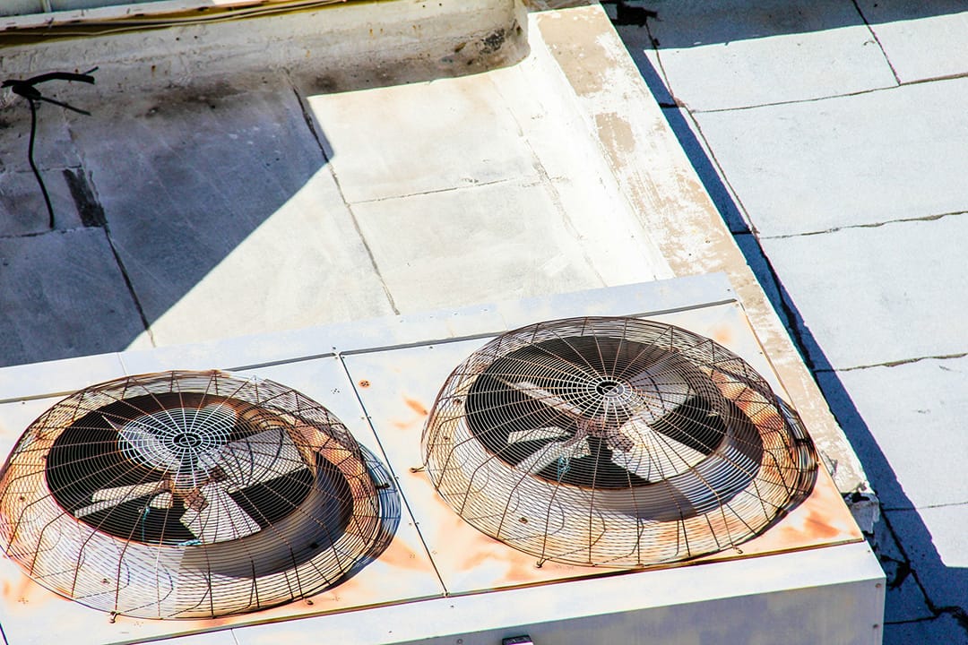 Old ventilation system on the roof of an industrial building