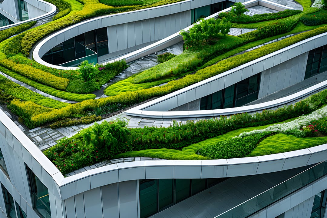 A green roof on a commercial building