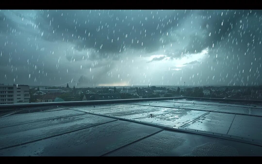 PLEase generate commercial roof during hail storm
